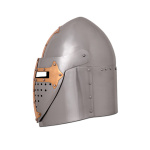 Topfhelm mit klappbarem Visier, 1,6 mm Stahl, poliert