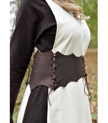 Schnürmieder-Gürtel aus Leder, braun