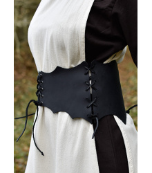 Schnürmieder-Gürtel aus Leder, schwarz