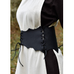 Schnürmieder-Gürtel aus Leder, schwarz