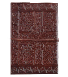 Notizbuch aus Leder mit mittelalterlichem Motiv, ca. 14 x 21 cm
