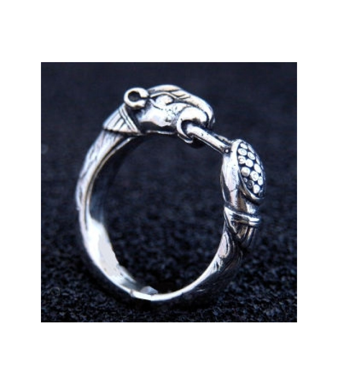Wikinger Ring mit Hundekopf, Silber