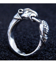 Wikinger Ring mit Hundekopf, Silber