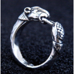 Wikinger Ring mit Hundekopf, Silber