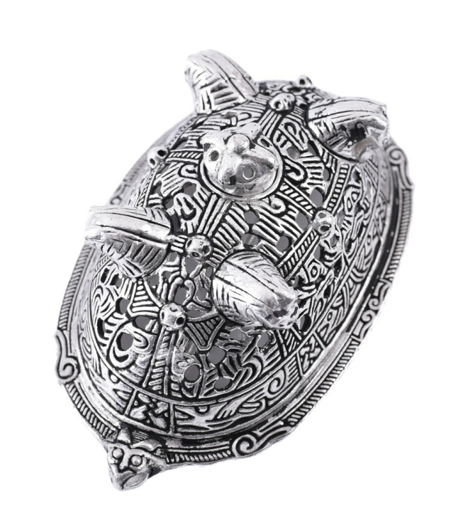 Wikinger Buckelfibel aus Birka mit Pferdeköpfen