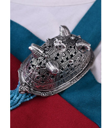 Wikinger Buckelfibel aus Birka mit Pferdeköpfen