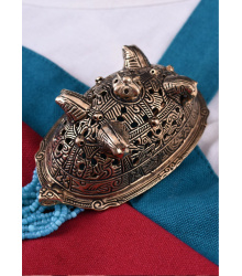 Wikinger Buckelfibel aus Birka mit Pferdeköpfen