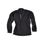 Mittelalter-Hemd mit Holzknöpfen, schwarz