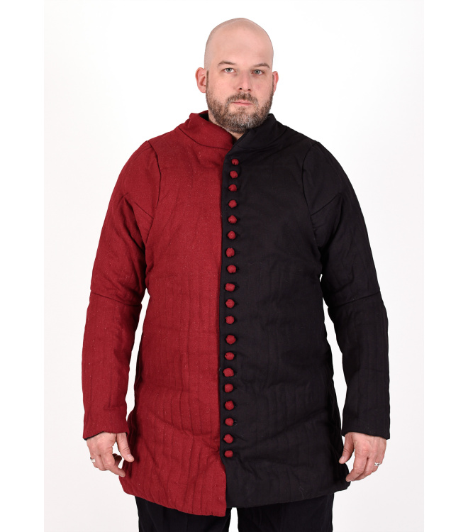 Gambeson mit Knöpfen, Jupon, rot und schwarz