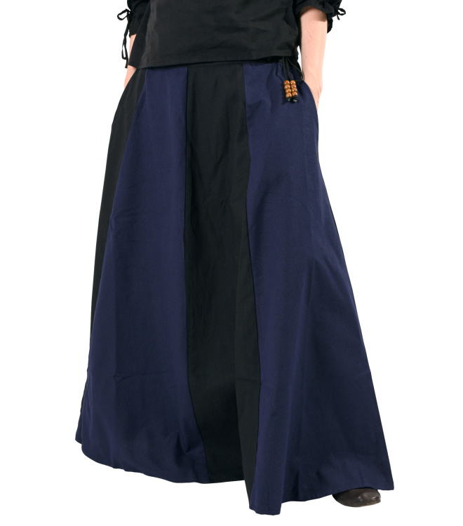 Mittelalterlicher Rock, weit ausgestellt, schwarz/blau