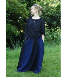 Mittelalterlicher Rock, weit ausgestellt, schwarz/blau
