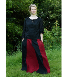 Mittelalterlicher Rock, weit ausgestellt, schwarz/rot