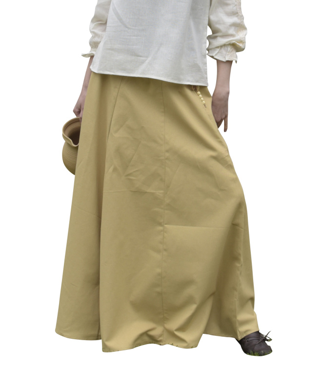 Mittelalterlicher Rock, weit ausgestellt, hellbraun