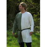 Mittelalter Tunika aus Baumwolle, grün/weiß