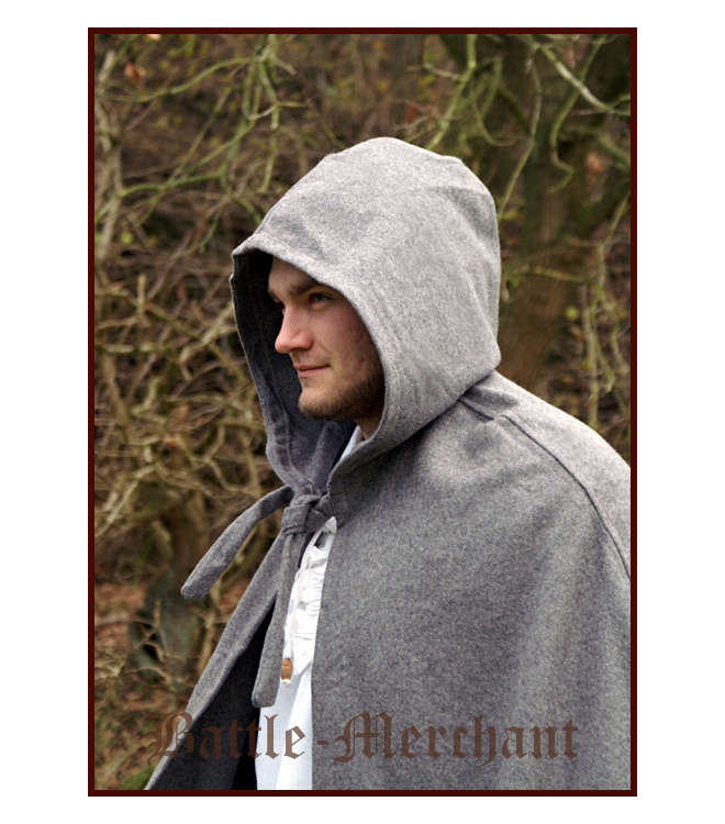 Schwerer Mittelalter-Umhang mit Kapuze, div. Farben