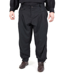 Faltenhose mit geknöpftem Bund, schwarz