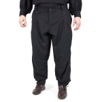 Faltenhose mit geknöpftem Bund, schwarz