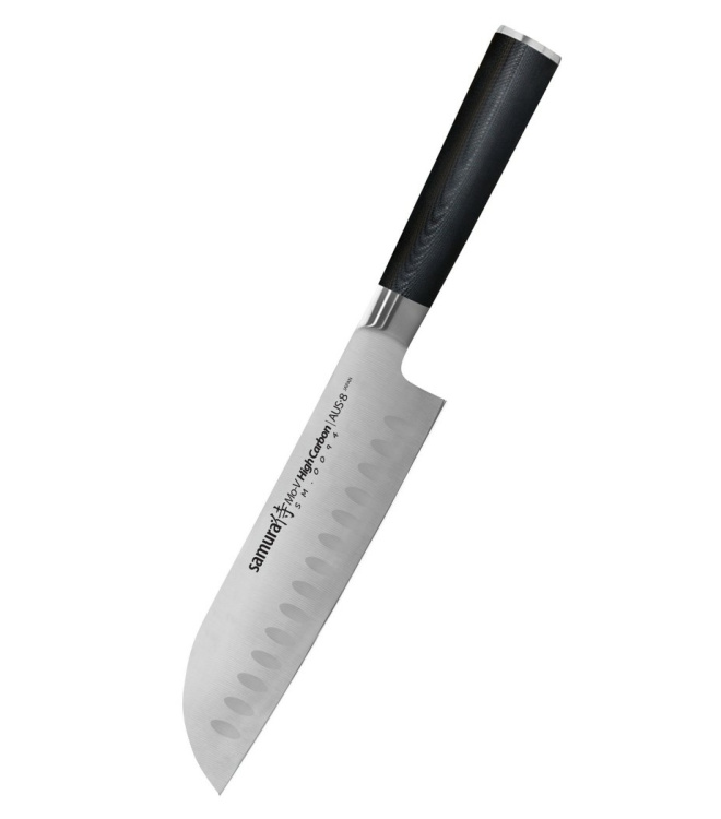 Samura MO-V Santoku Messer mit Kullenschliff