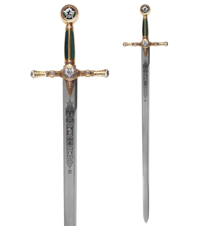 Freimaurer-Schwert, goldfarben mit Zierätzung, Marto