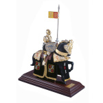 Miniatur Ritter auf Pferd, spanischer Helm, schwarz, Marto