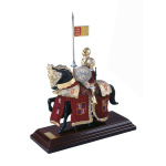 Miniatur Ritter auf Pferd, spanischer Helm, rot, Marto